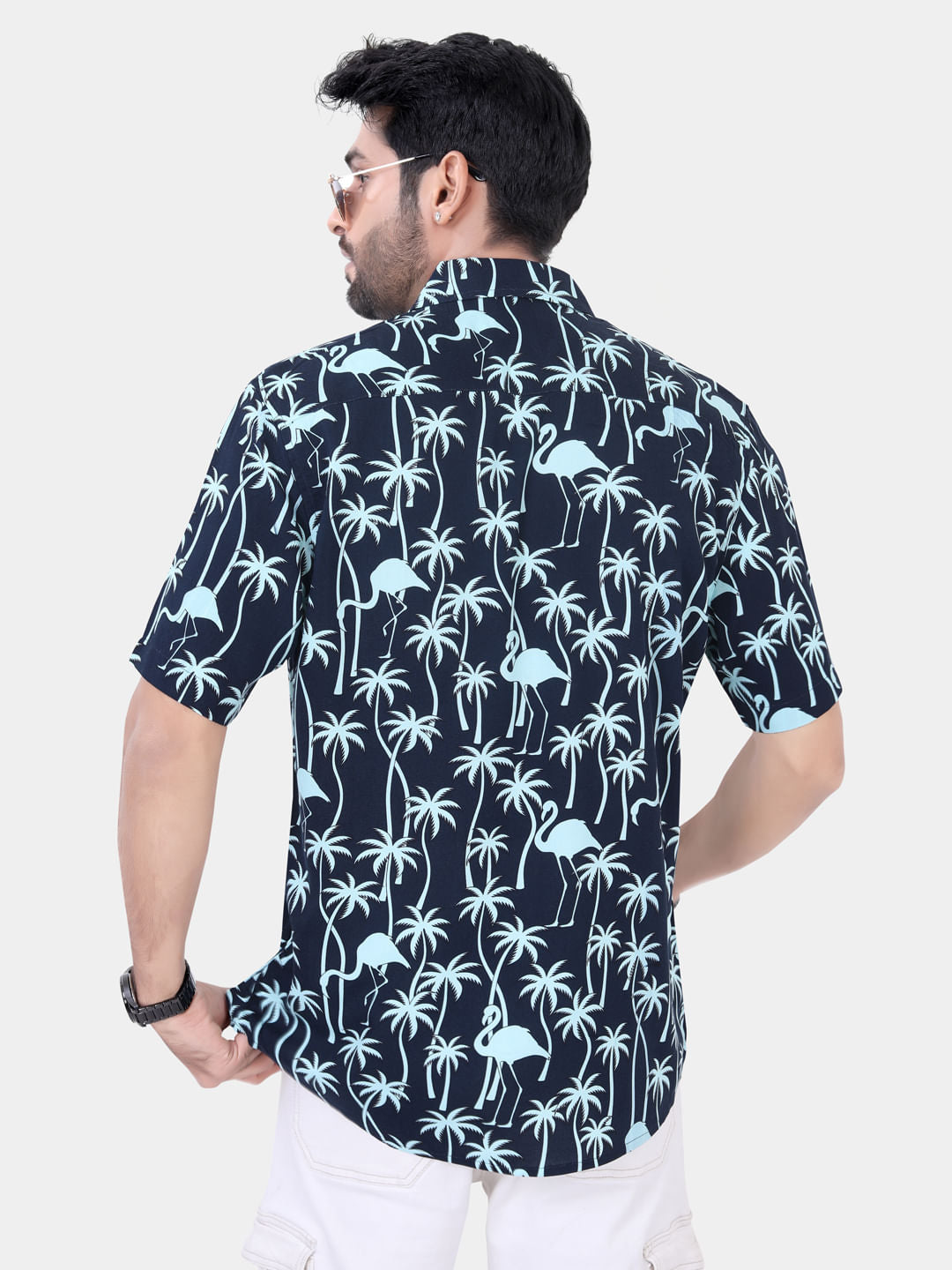 Navy Coco Tree Printed Shirt