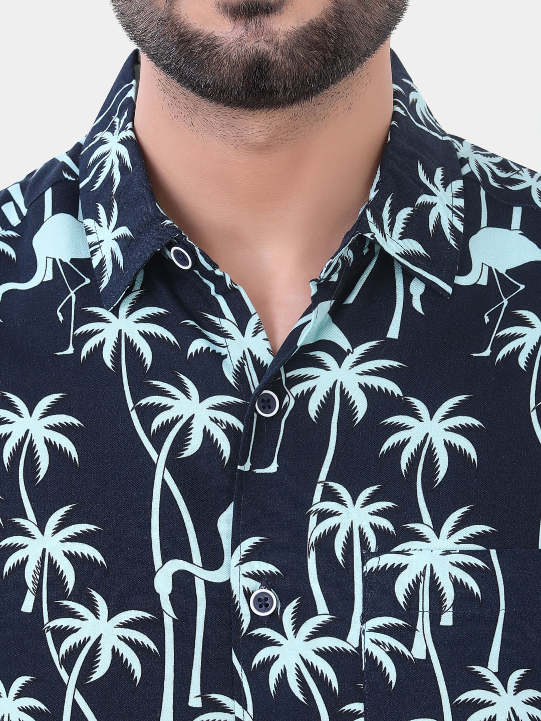 Navy Coco Tree Printed Shirt