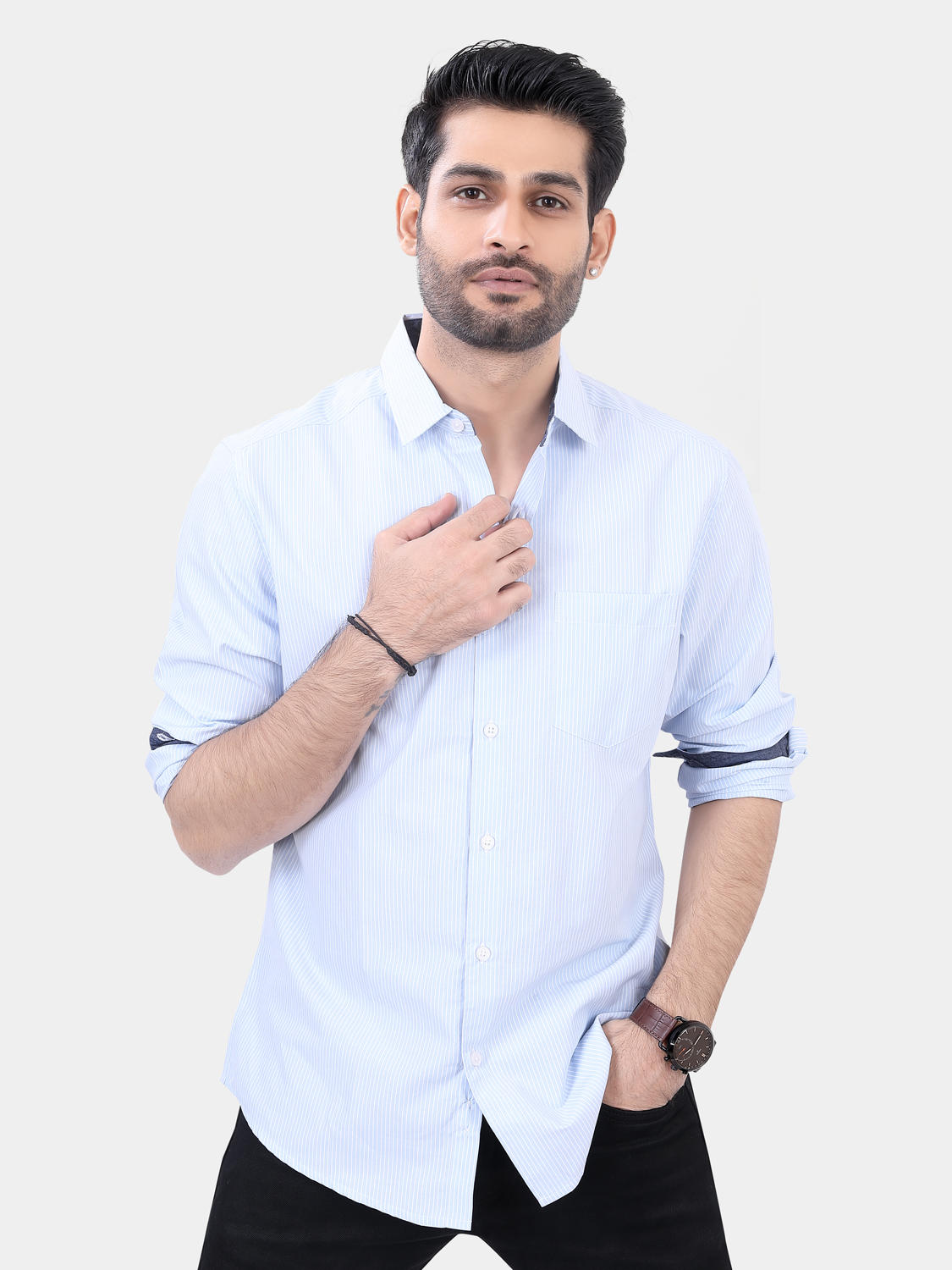 Blue and White Striped Shirt
