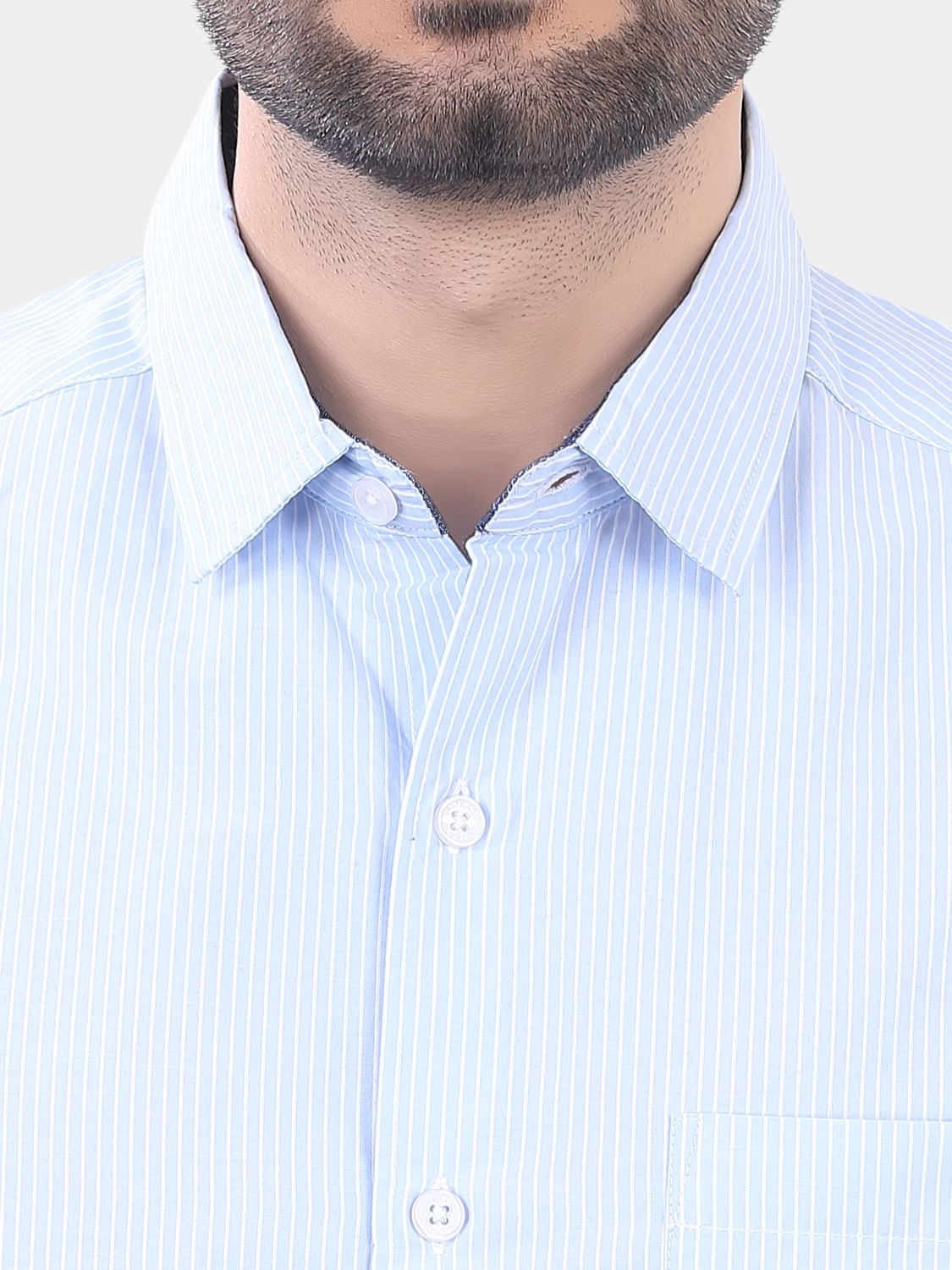 Blue and White Striped Shirt