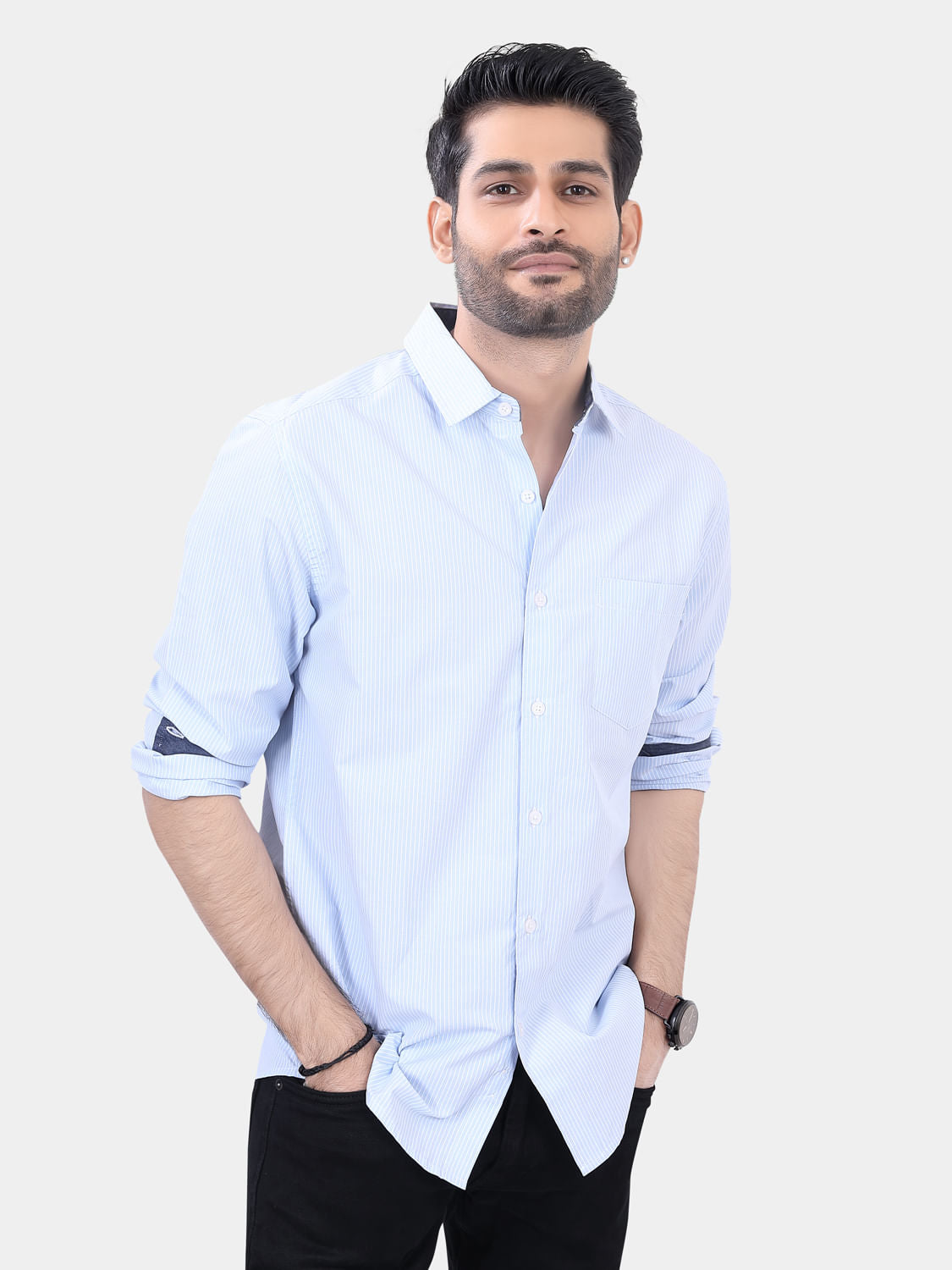 Blue and White Striped Shirt
