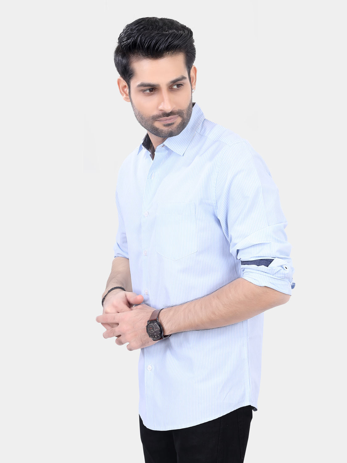 Blue and White Striped Shirt