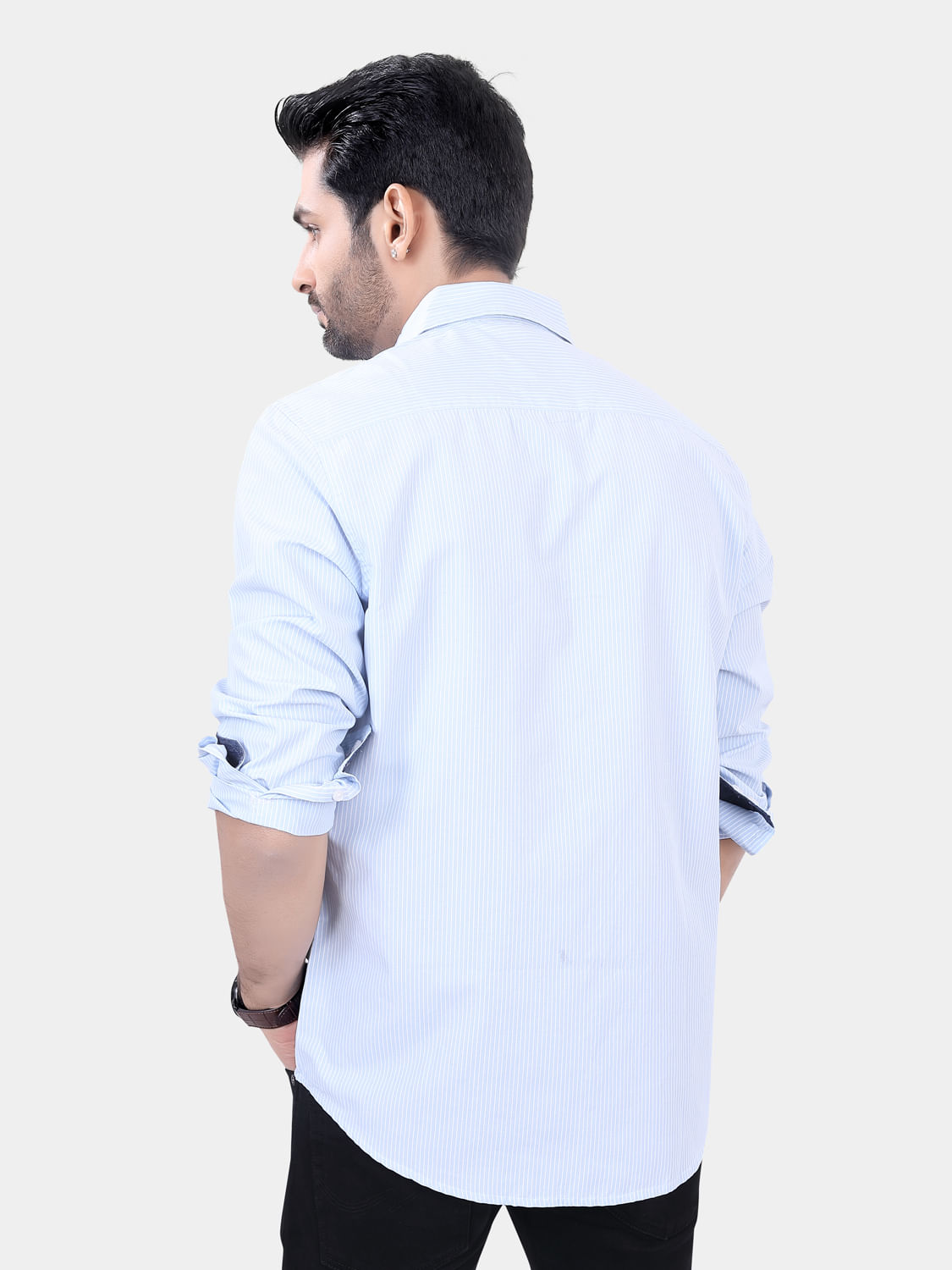 Blue and White Striped Shirt
