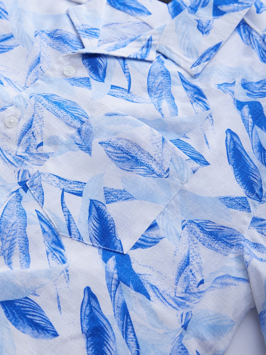 Leaf Printed Resort Collar Oversized Shirt