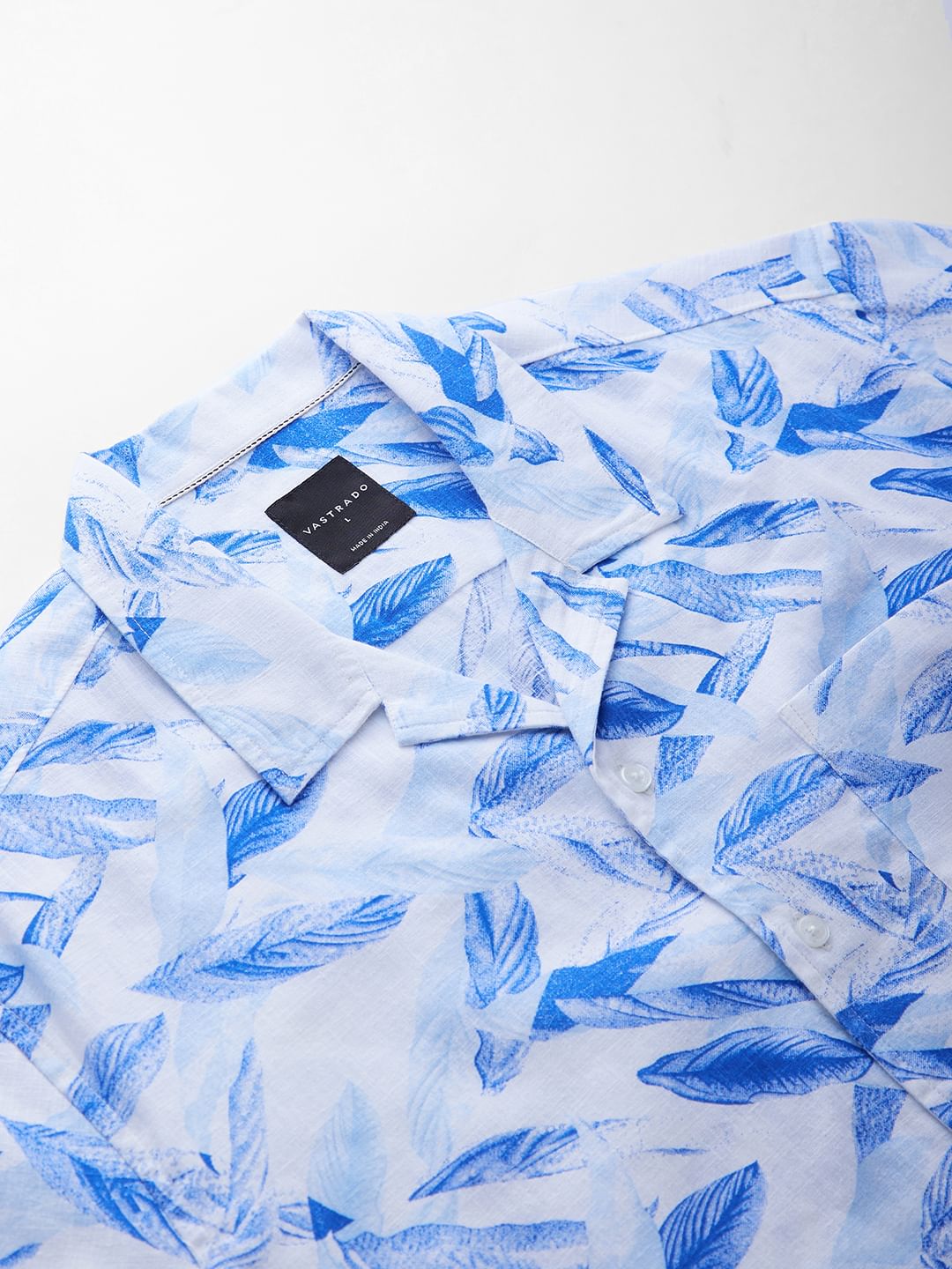 Leaf Printed Resort Collar Oversized Shirt
