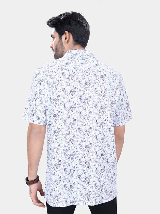 Tiny Leaf Printed Resort Collar Oversized Shirt
