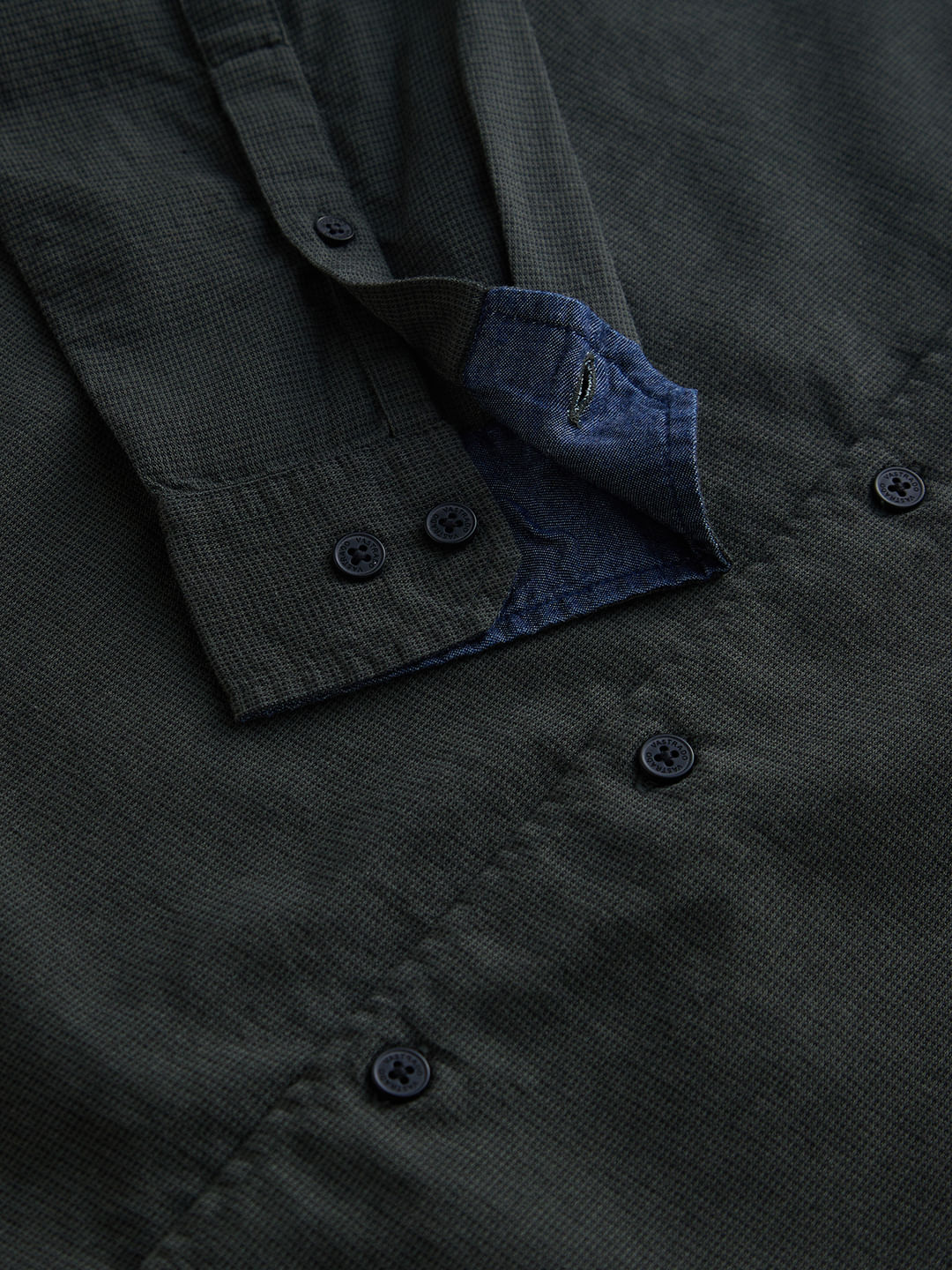 Olive Textured Casual Shirt