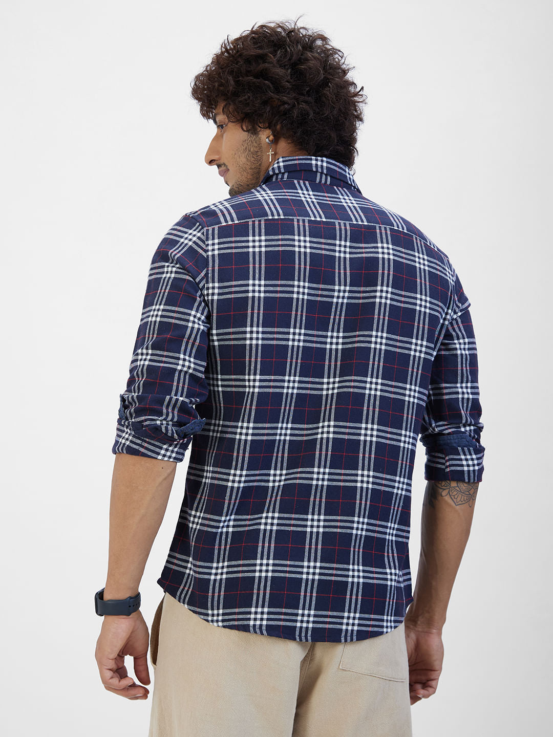 Navy & White Checkered Shirt