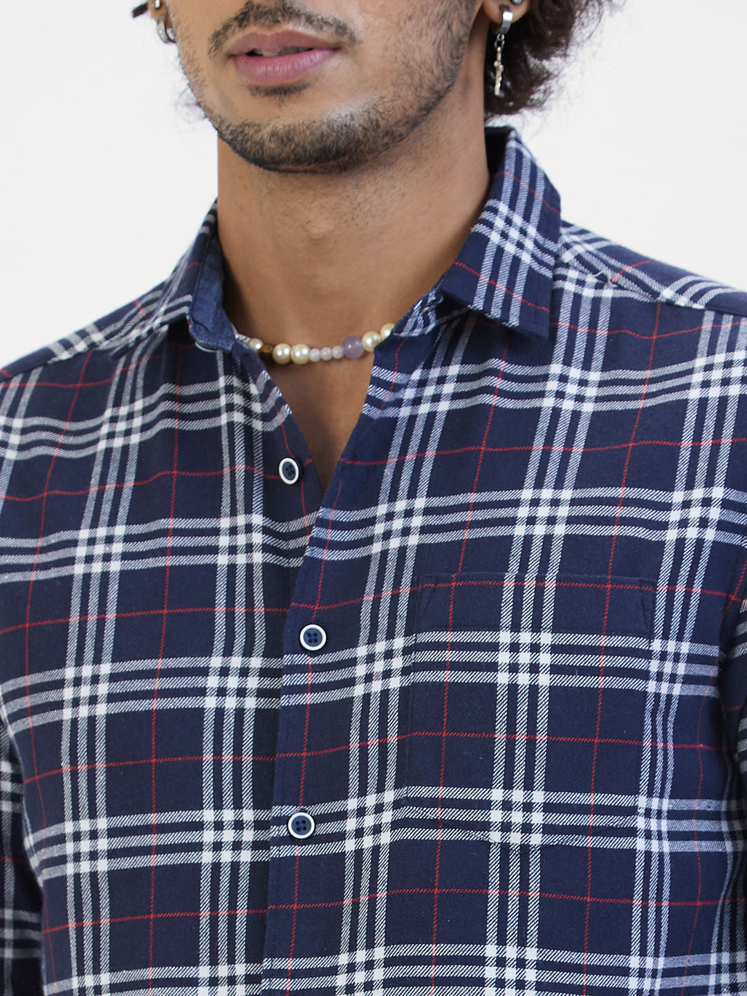 Navy & White Checkered Shirt