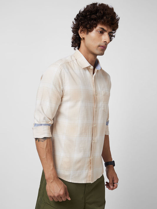 Beige Flannel Checkered Shirt