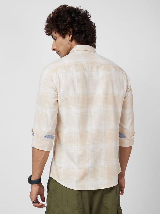 Beige Flannel Checkered Shirt