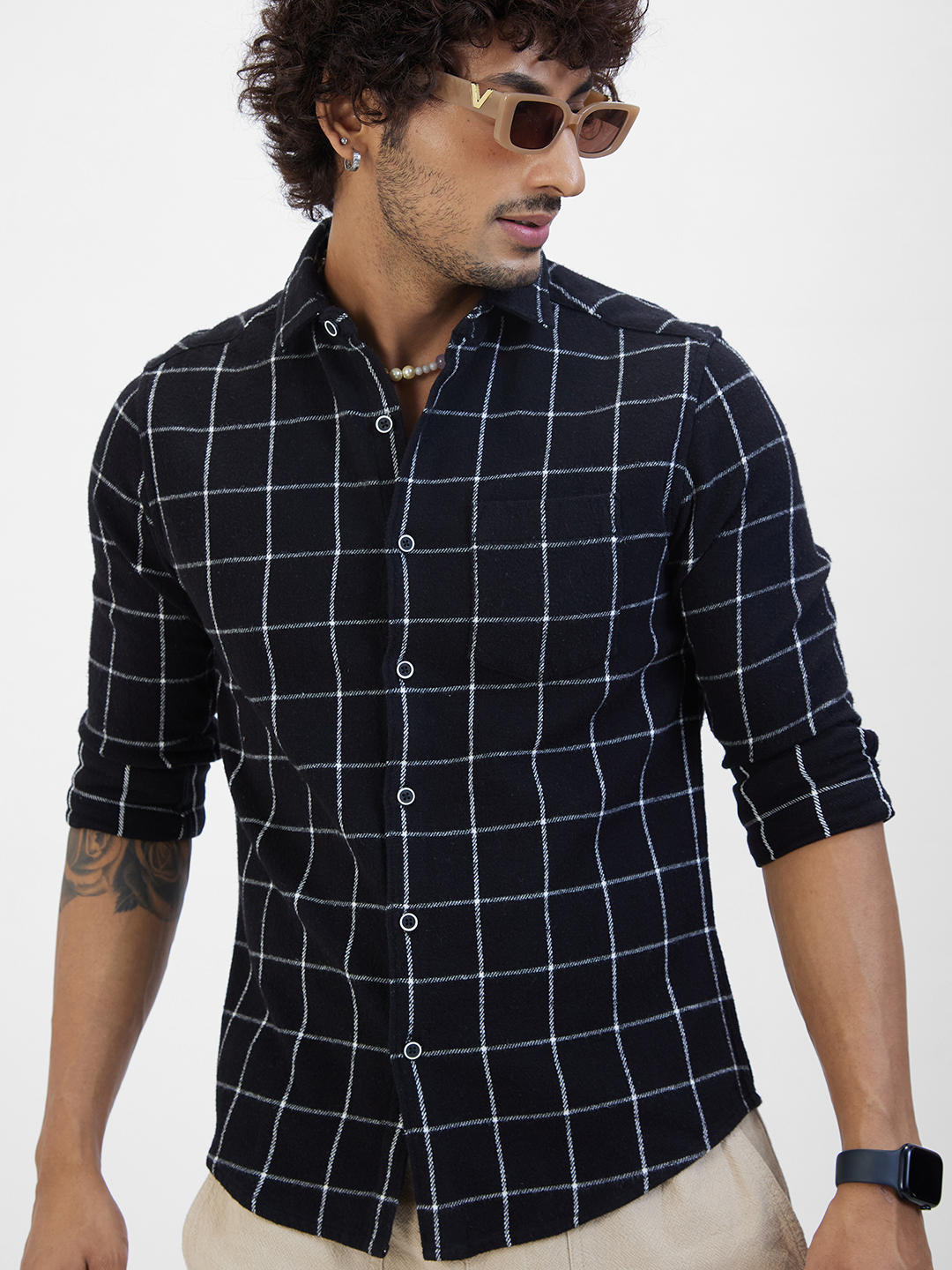 Black Flannel Checked Shirt