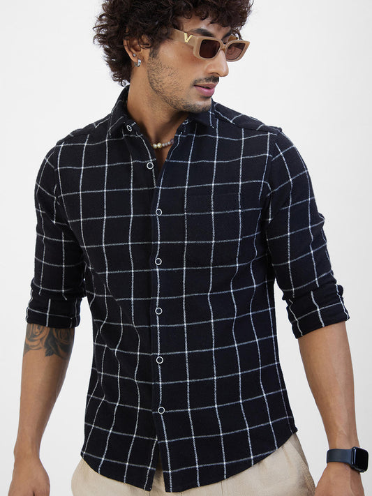 Black Flannel Checked Shirt