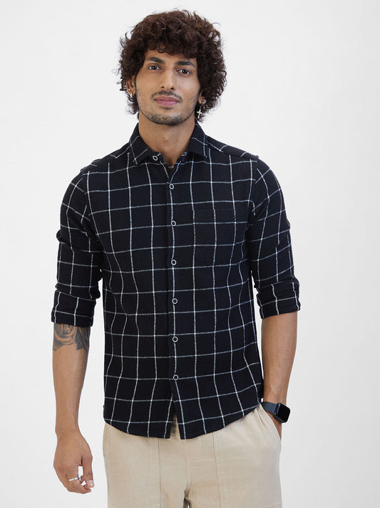 Black Flannel Checked Shirt