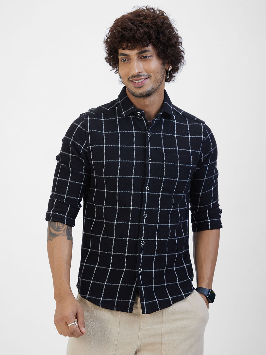 Black Flannel Checked Shirt