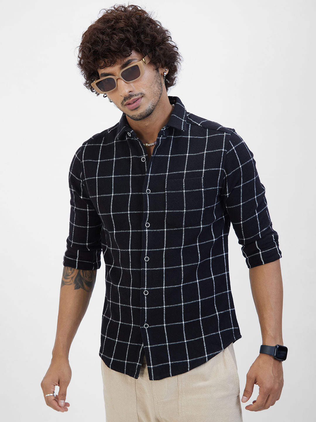 Black Flannel Checked Shirt