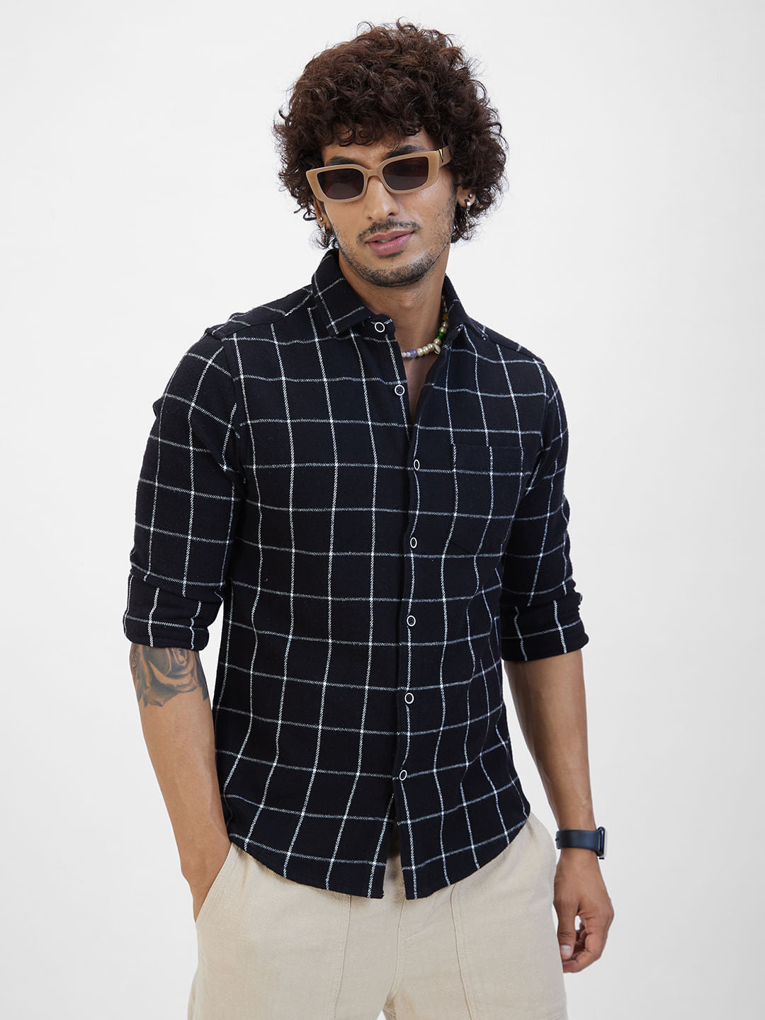 Black Flannel Checked Shirt
