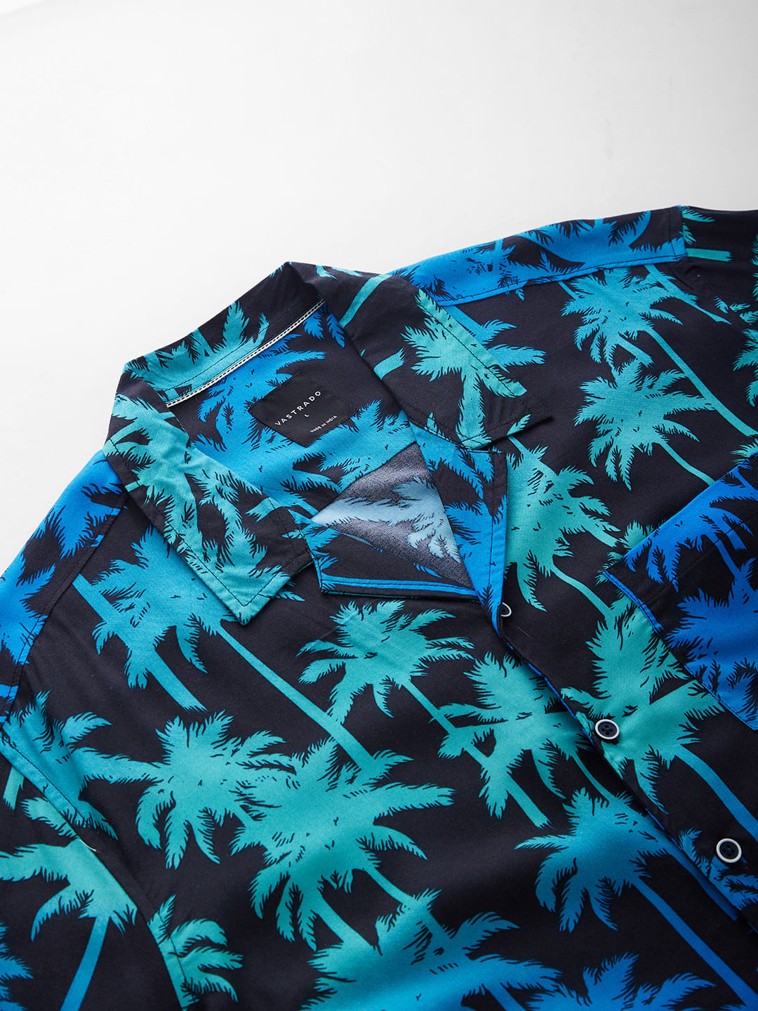 Vibrant Coco Tree Printed Notch Collar Oversized Shirt