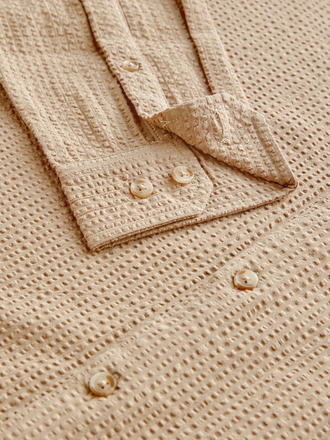 Camel Brown Seersucker Shirt