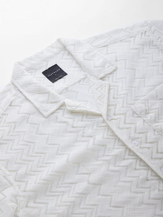 Stylish White Oversized Crochet Shirt