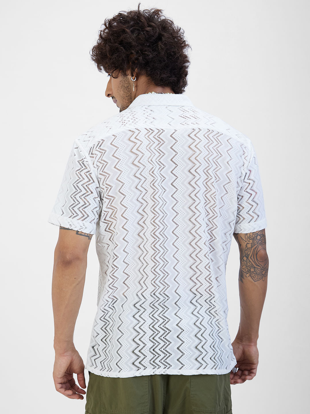 Stylish White Oversized Crochet Shirt