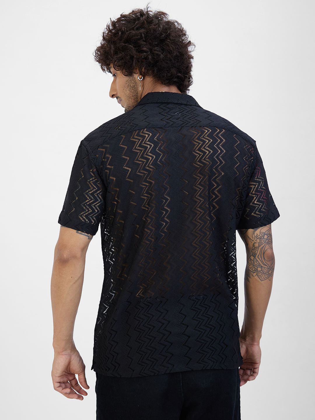 Classy Black Crochet Oversized Shirt