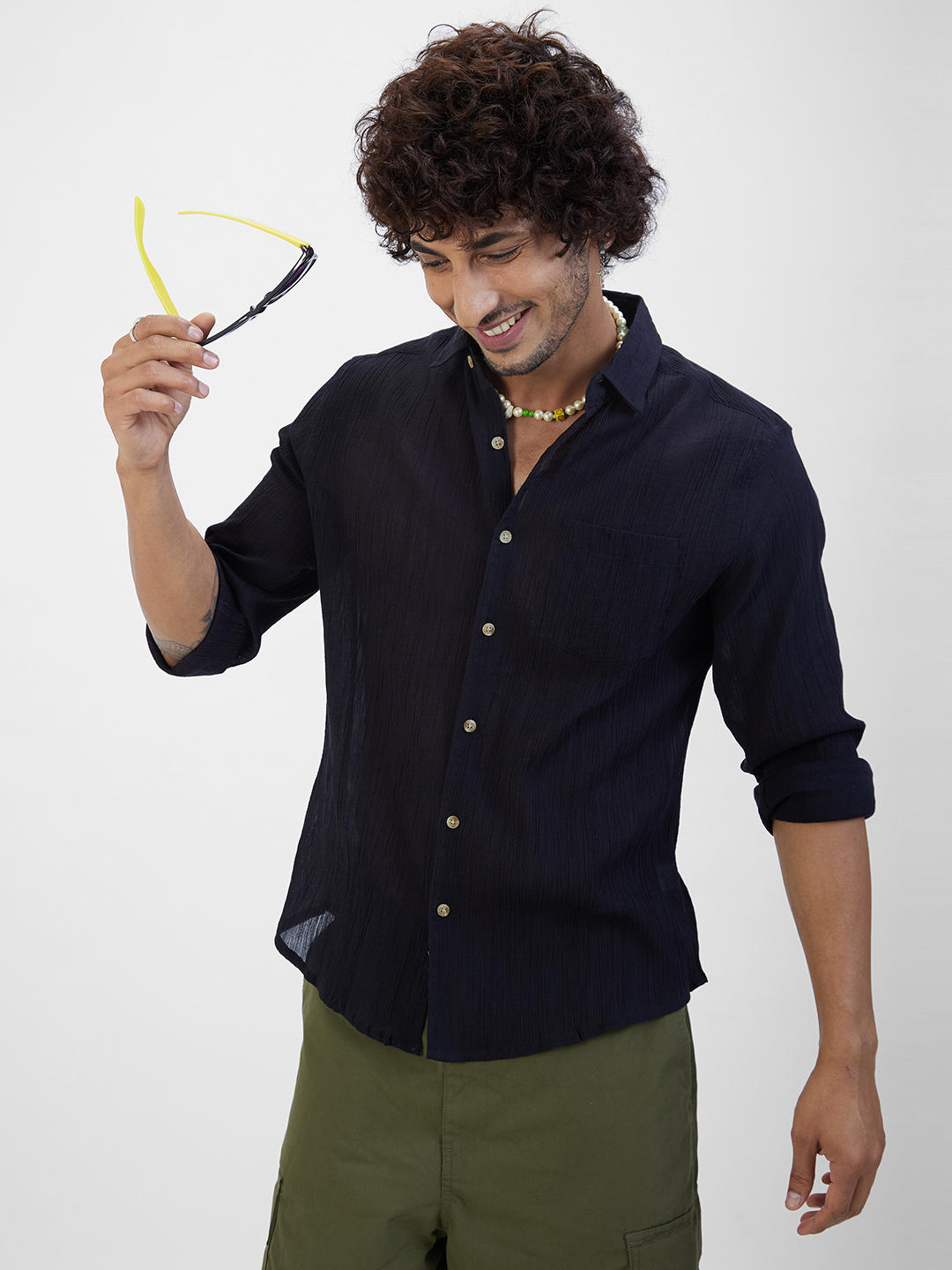 Classic Black Crepe Shirt