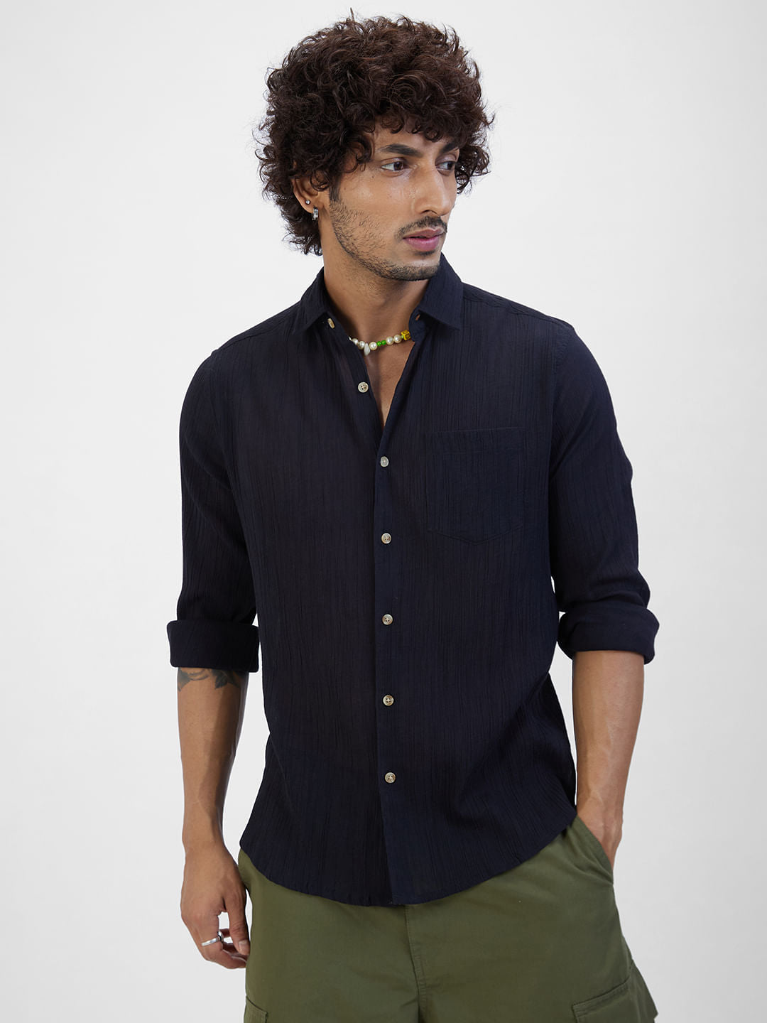 Classic Black Crepe Shirt