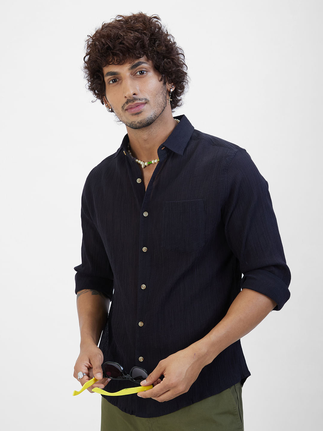 Classic Black Crepe Shirt