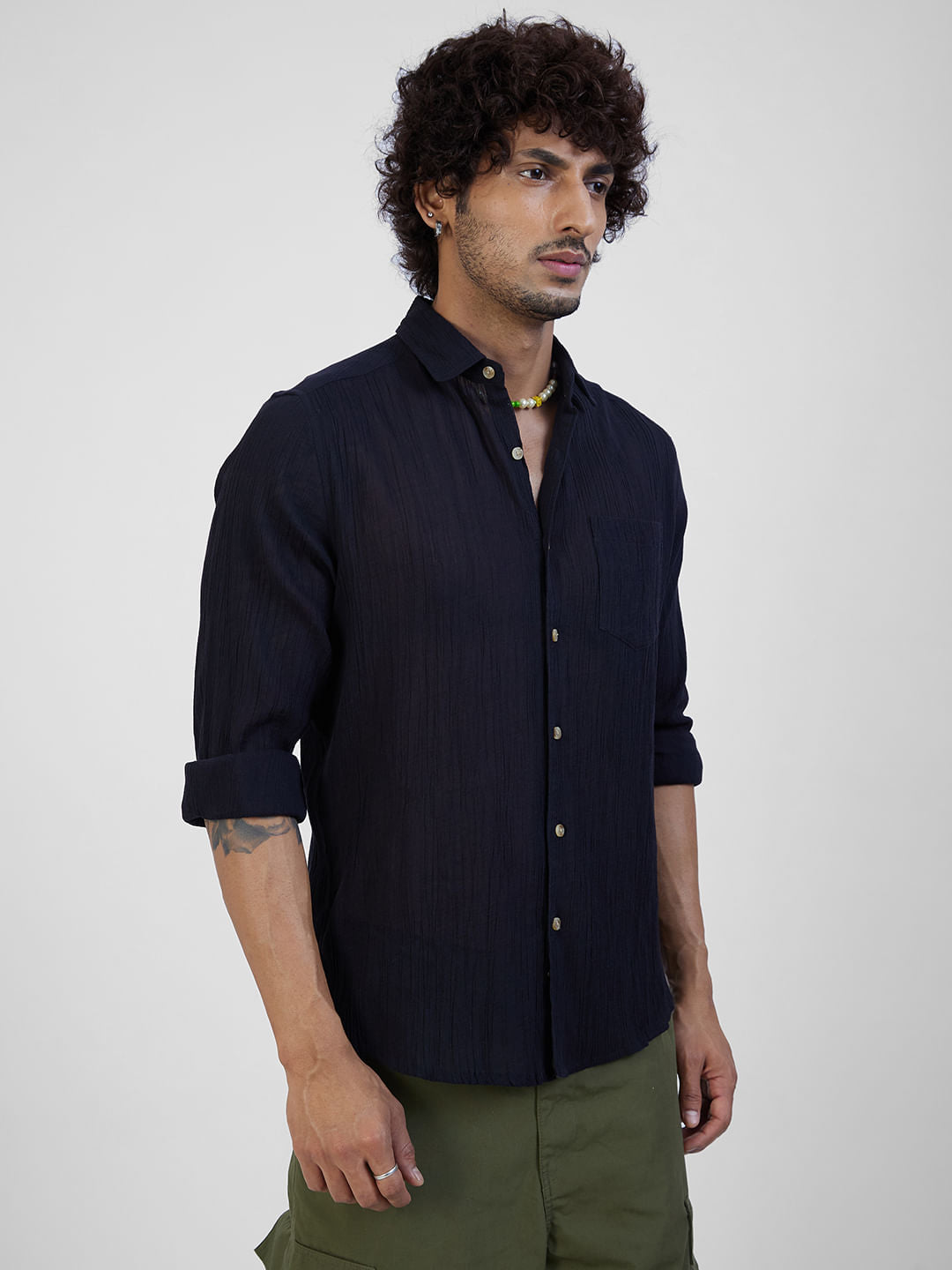 Classic Black Crepe Shirt