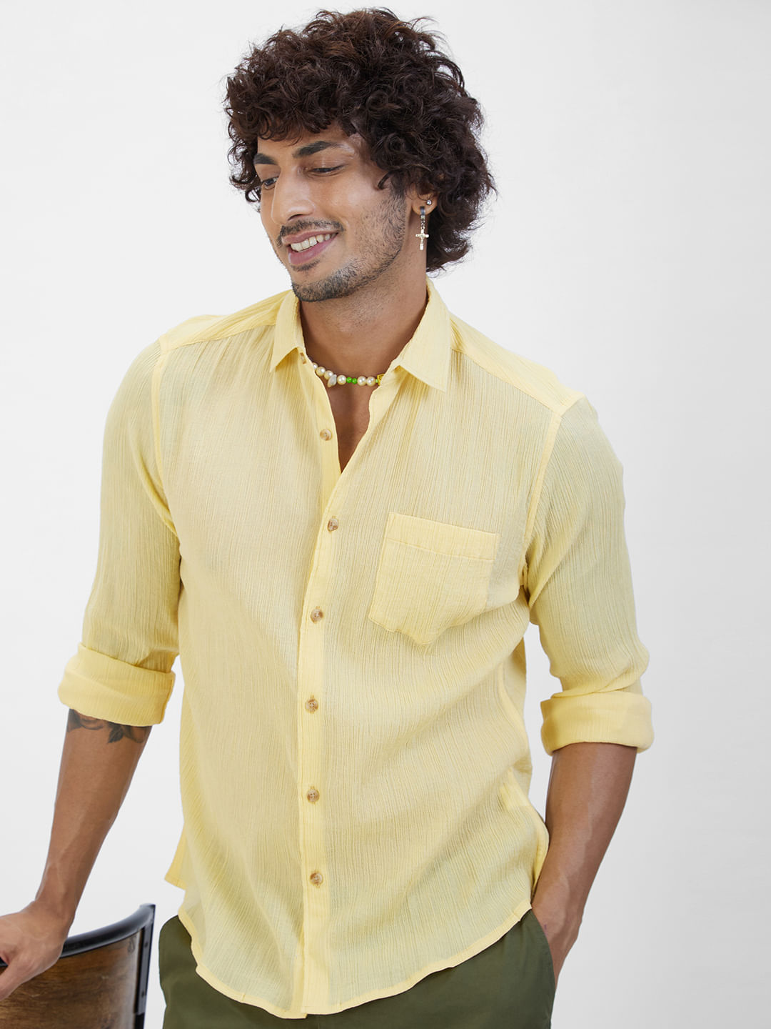 Yellow Crepe Shirt