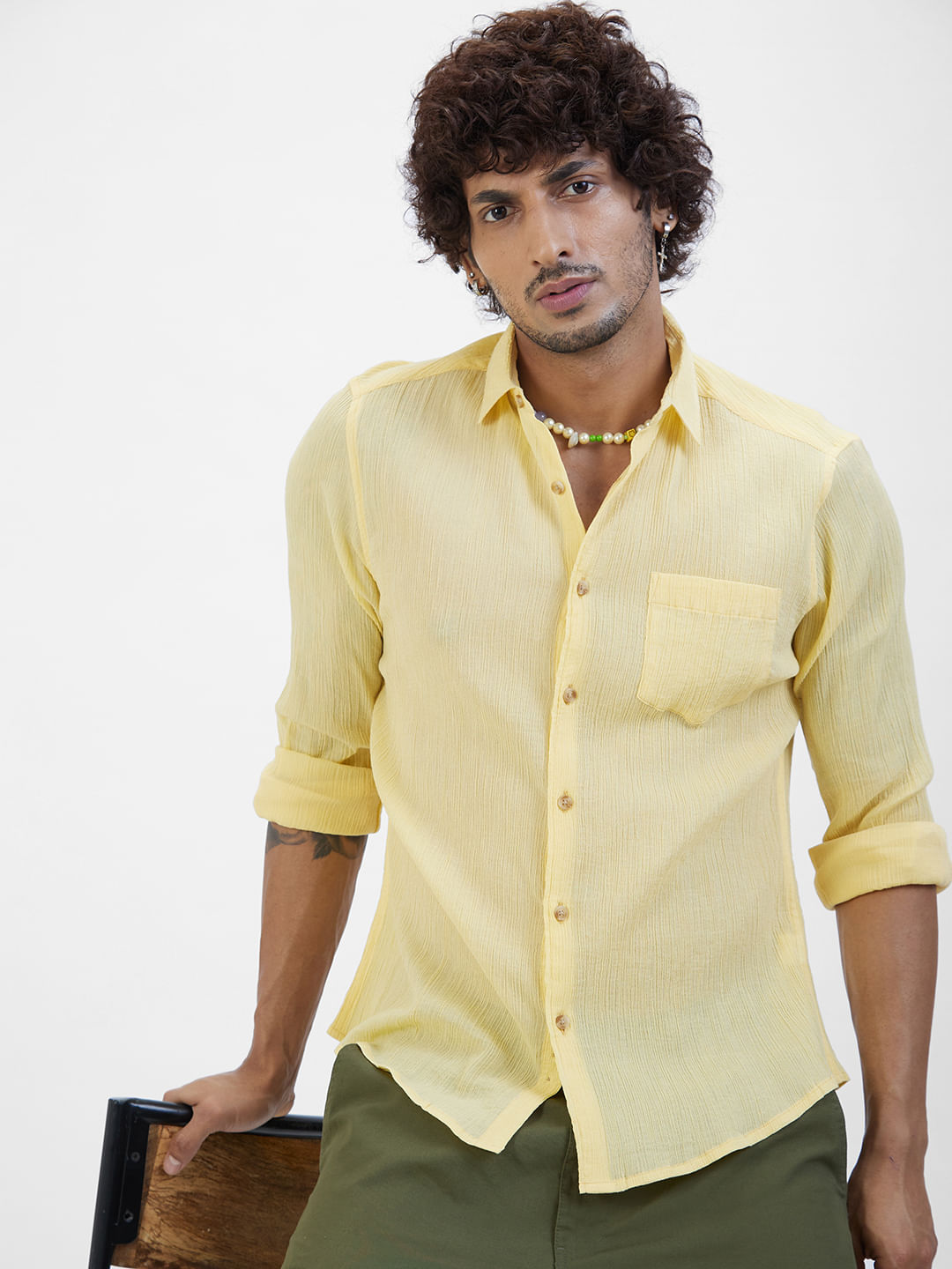 Yellow Crepe Shirt