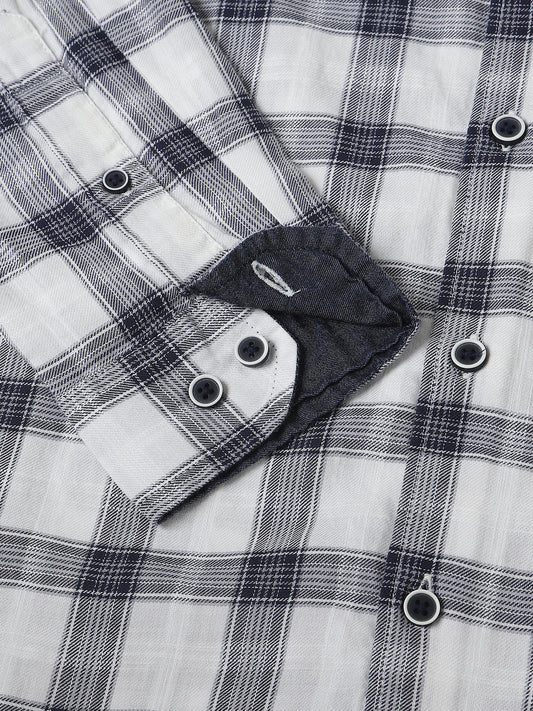 White & Navy Checkered Shirt