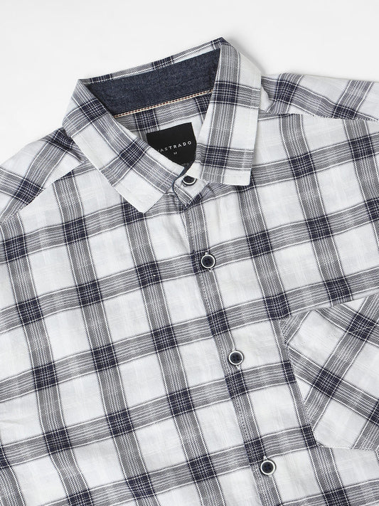 White & Navy Checkered Shirt