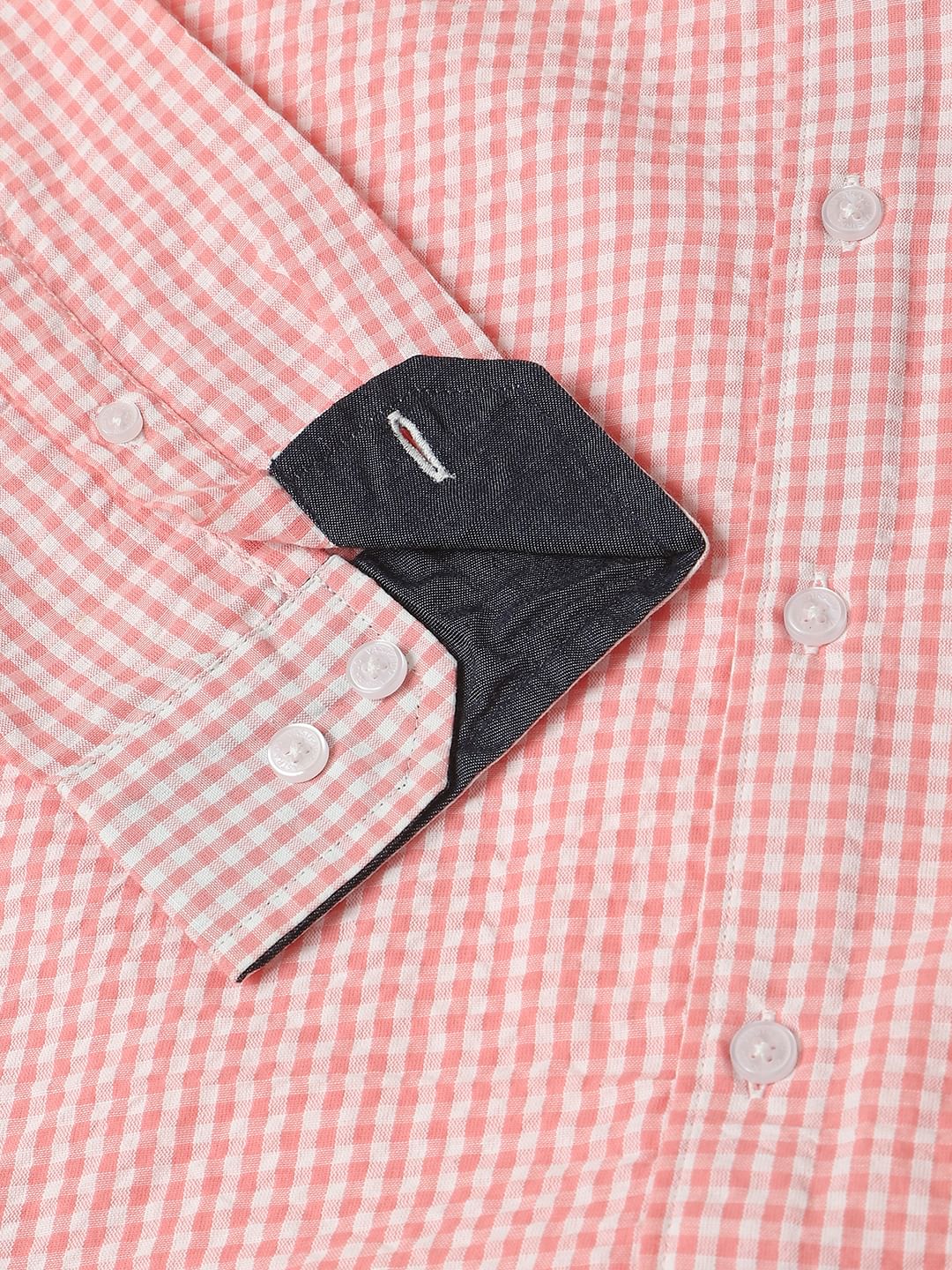 Tiny Pink Checkered Seersucker Shirt