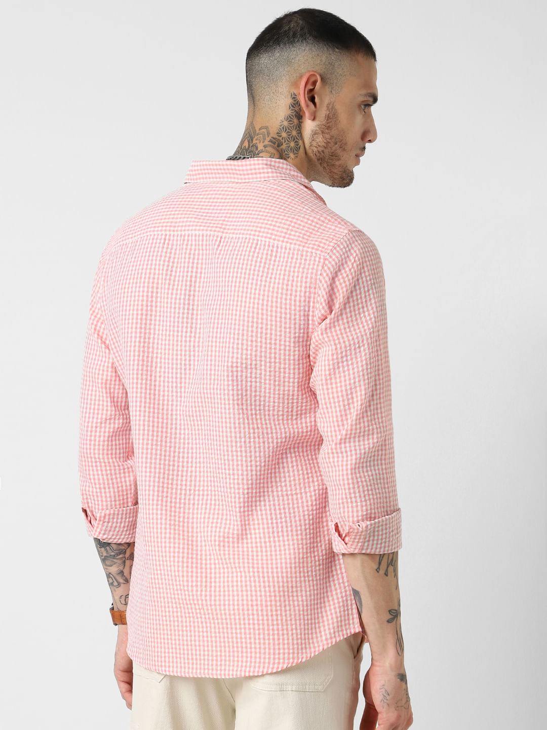 Tiny Pink Checkered Seersucker Shirt