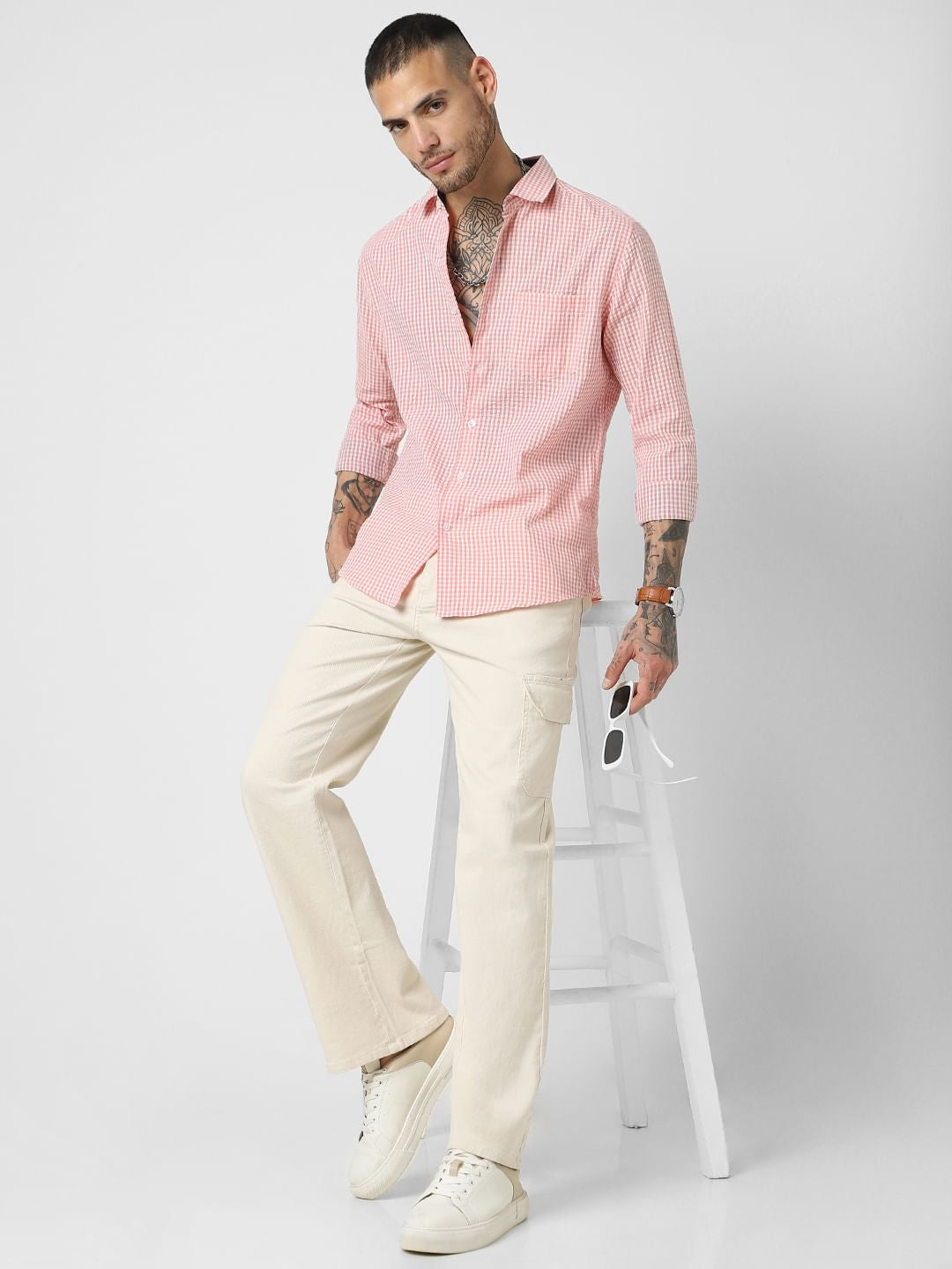 Tiny Pink Checkered Seersucker Shirt