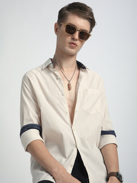 Coastal Dune Striped Seersucker Shirt