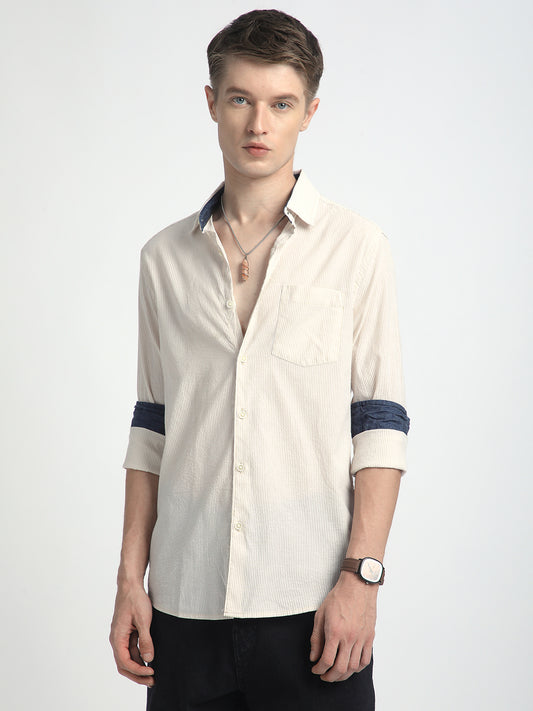 Coastal Dune Striped Seersucker Shirt