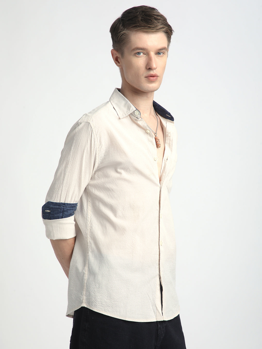 Coastal Dune Striped Seersucker Shirt