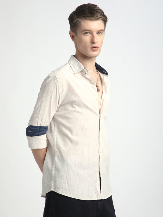 Coastal Dune Striped Seersucker Shirt