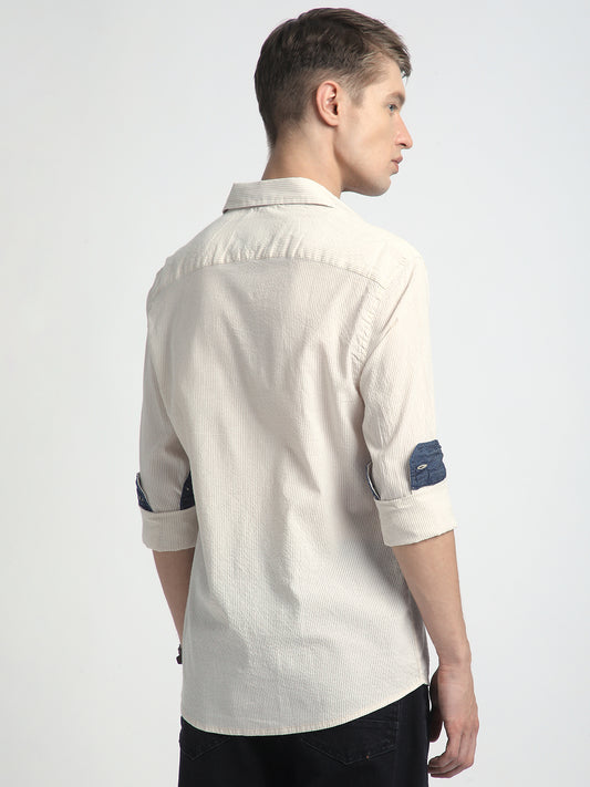 Coastal Dune Striped Seersucker Shirt