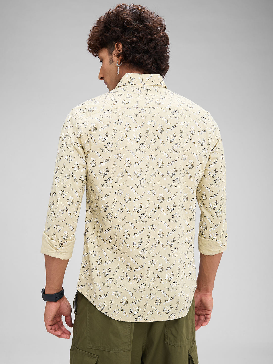 Beige Floral Printed Shirt