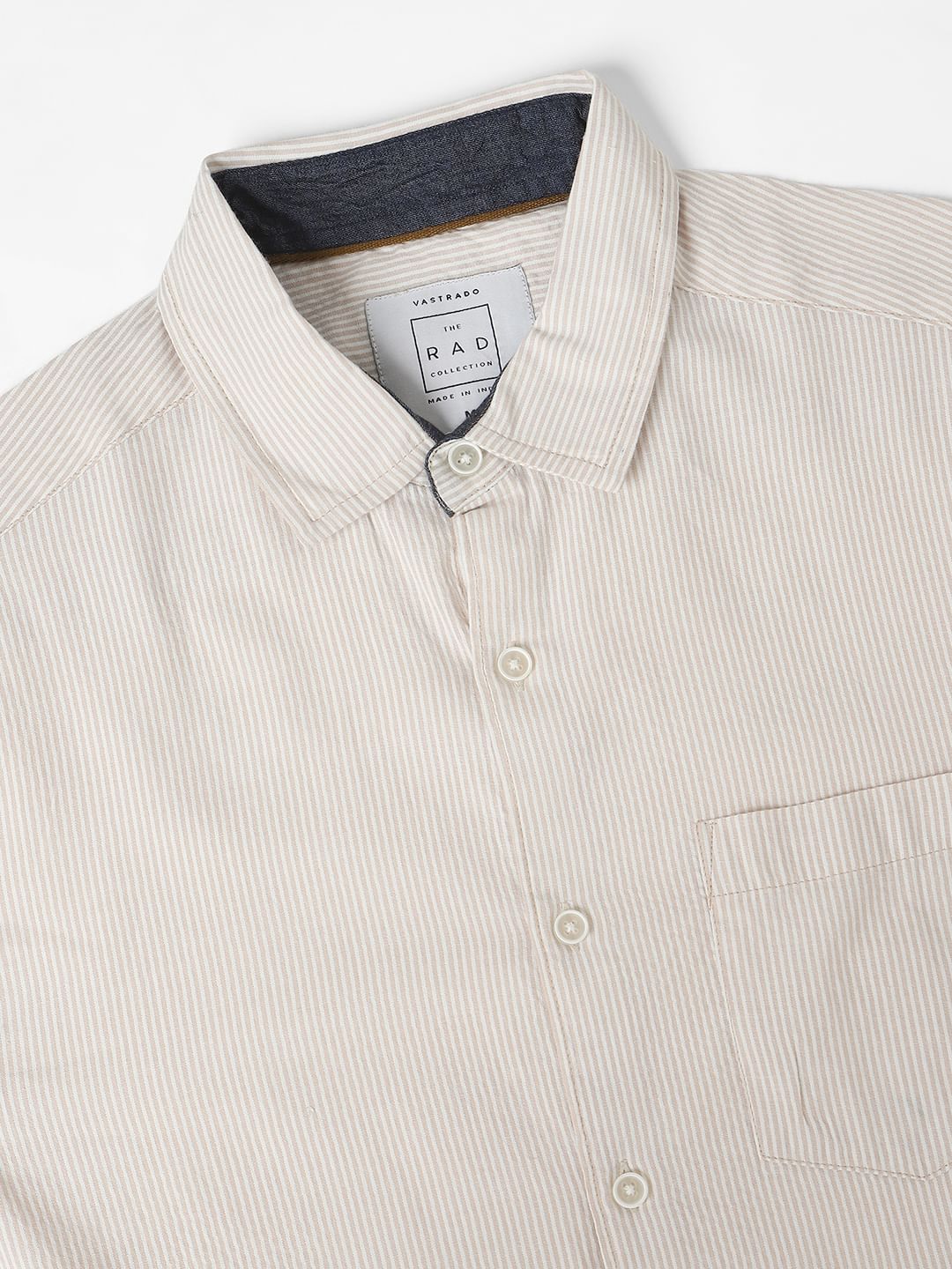 Beige Striped Seersucker Shirt