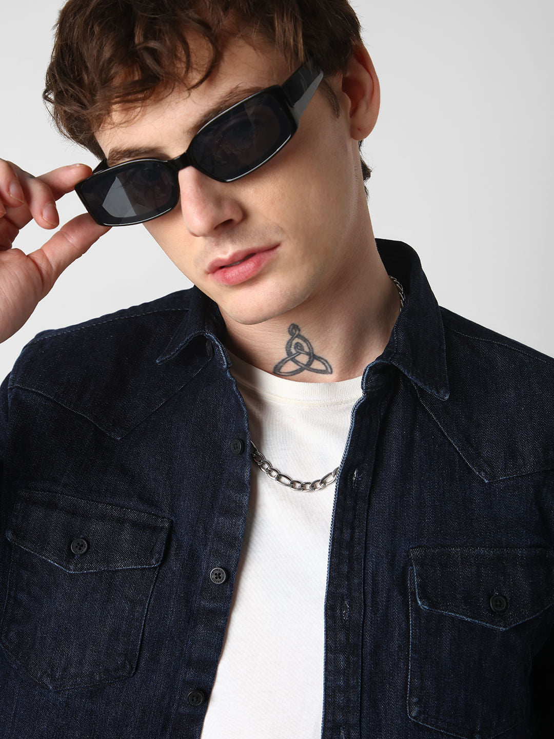 Elegant Denim Double Pocket Overshirt