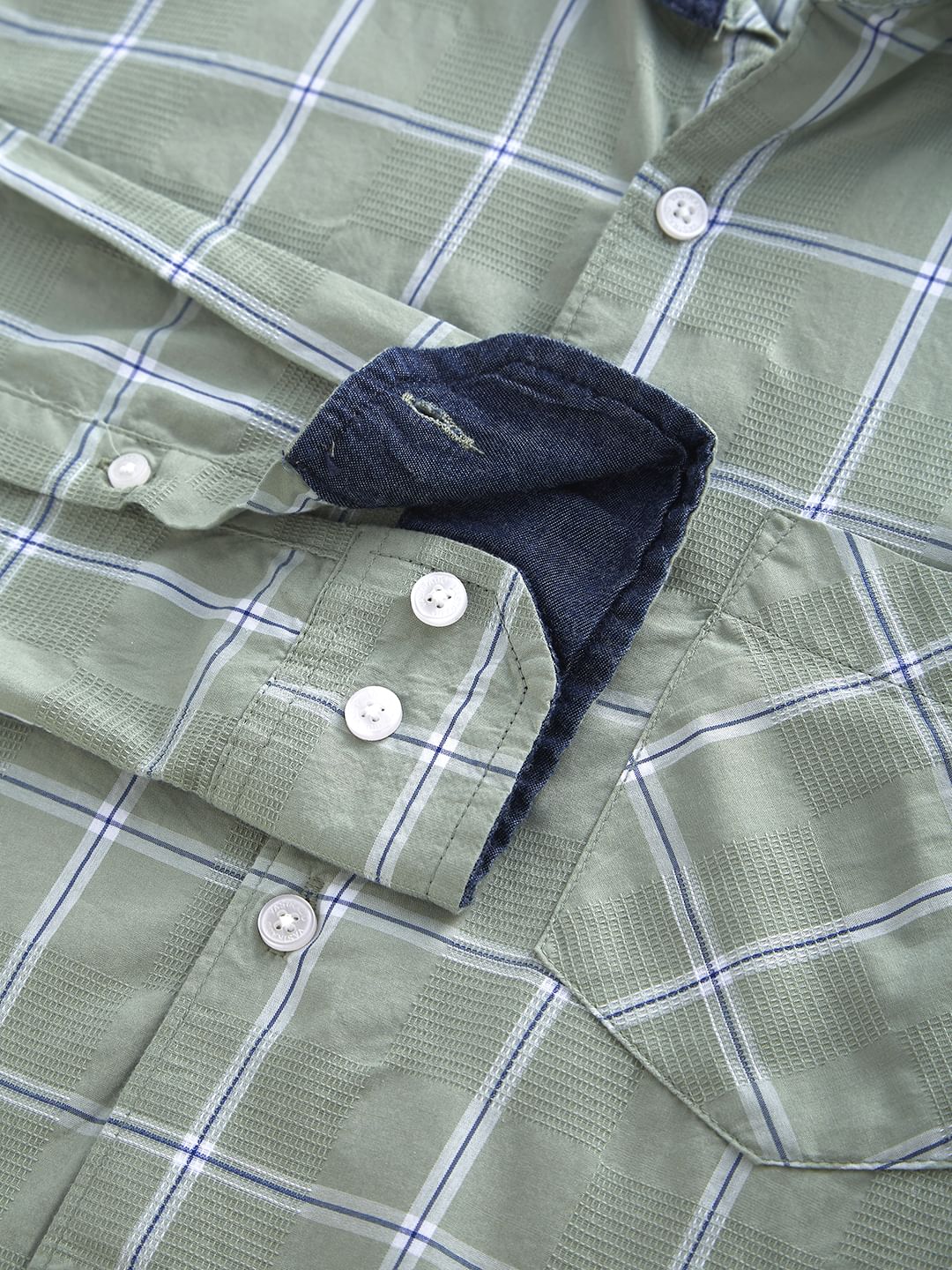 Sage Green Dobby Checkered Shirt