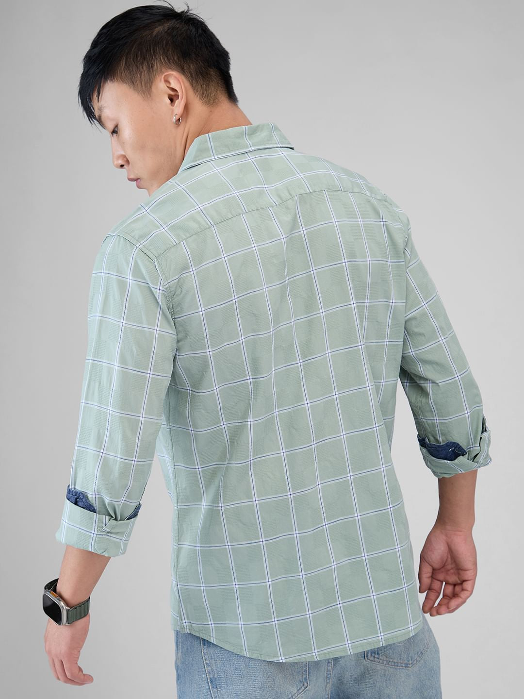 Sage Green Dobby Checkered Shirt