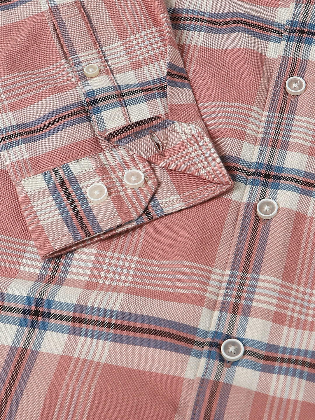 Soft Peach Tartan Checked Shirt