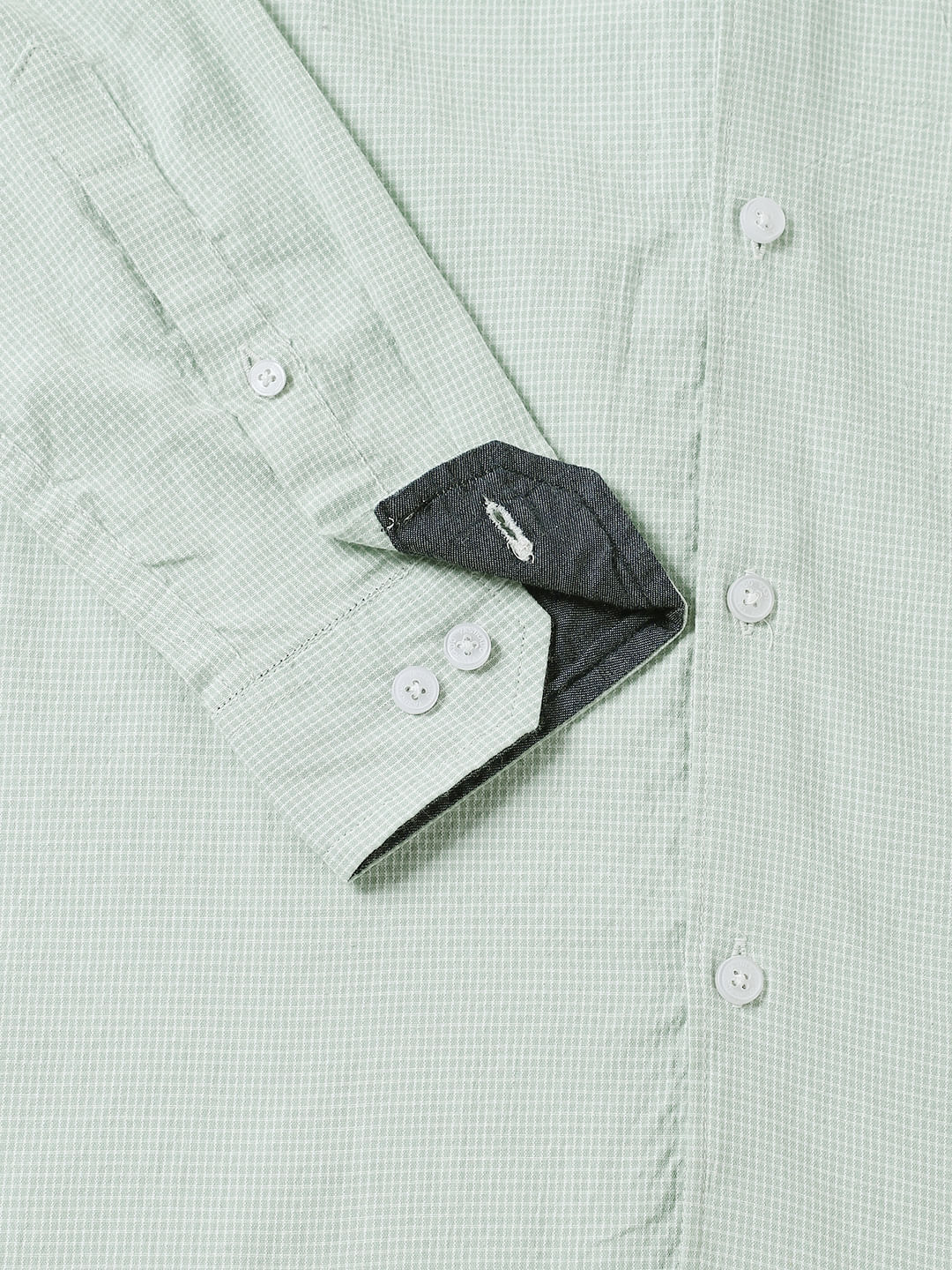 Mint Green Tiny Checkered Seersucker Shirt
