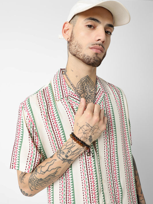 Multicolour Motifs Printed Oversized Shirt